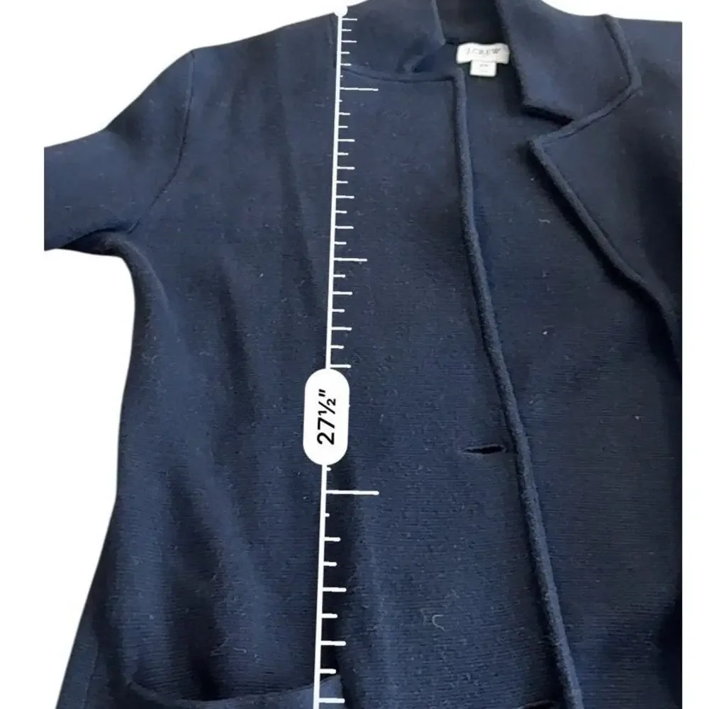 J.Crew Mercantile Knit Blazer Sweater Black Soft Cotton Long Sleeve Size XS